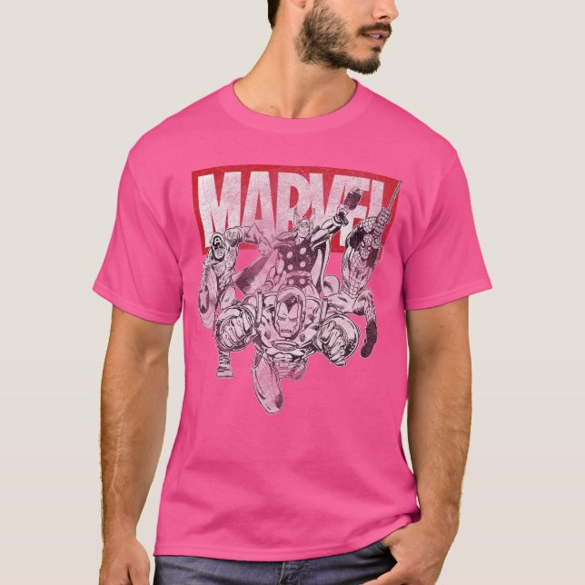 Camiseta Marvel Iron Man Vintage Comic friends (Frente)