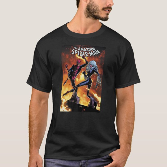 Camiseta Marvel Spider-Man Black Cat Comic Cover (Frente)