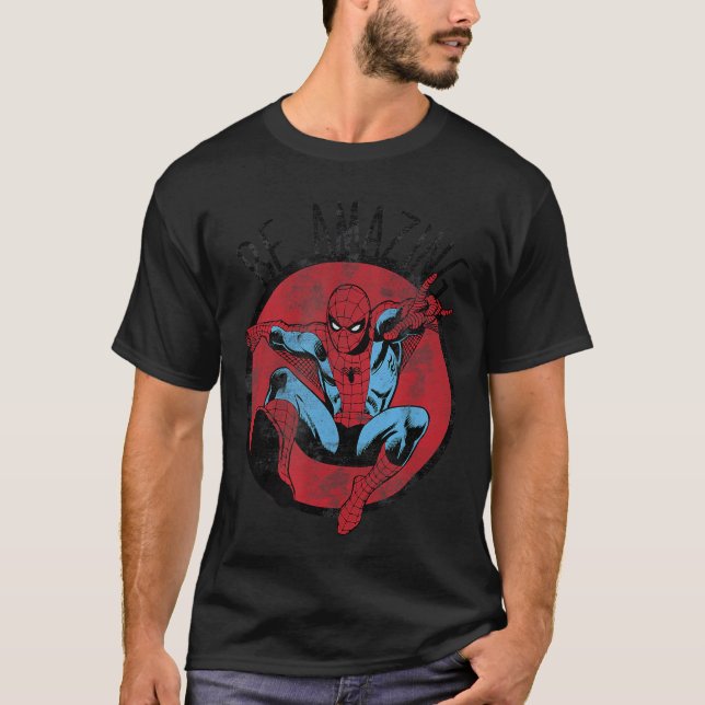 Camiseta Marvel SpiderMan Be Amazing Distressed Comic Circl (Frente)