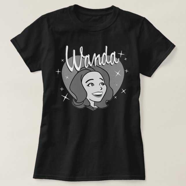 Camiseta Marvel WandaVision Wanda Maximoff Heart Retro 60s (Frente do Design)