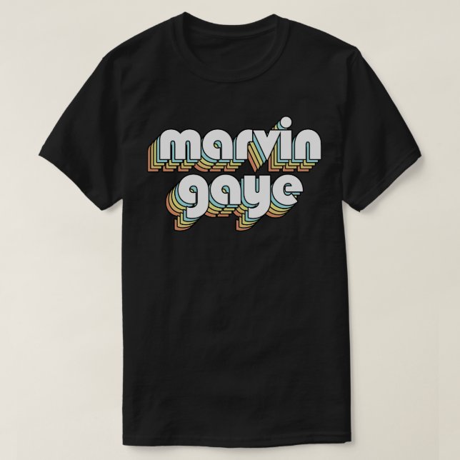 Camiseta Marvin Gaye Retro Rainbow Tipografia Estilo Desvan (Frente do Design)