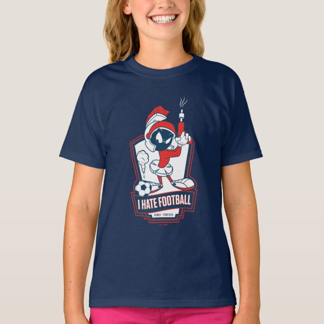 Camiseta MARVIN O MARCIANO™ Gráfico "Eu Odeio Futebol" (Frente)