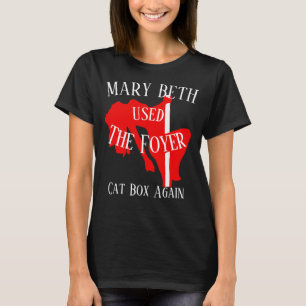 Camiseta MARY BETH usou a caixa de gatos do Foyer novamente