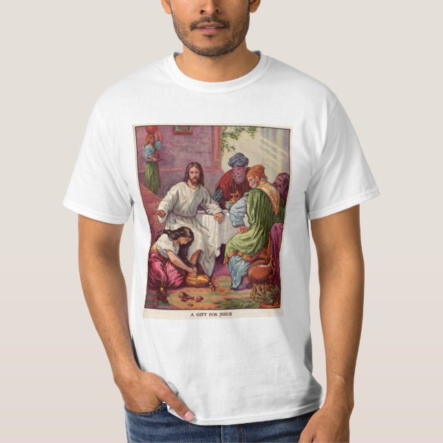 Camiseta Mary lava os pés de Jesus (Frente)