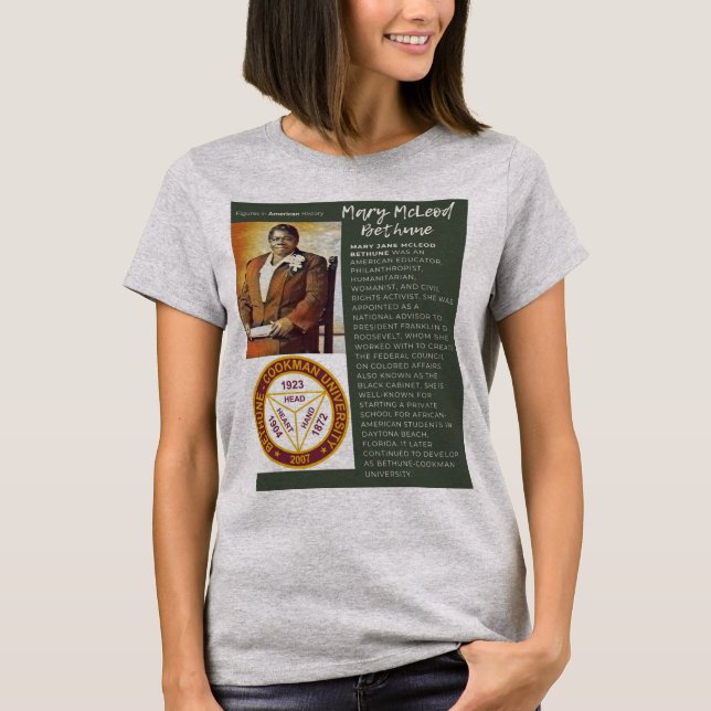 Camiseta Mary McLeod Bethune - Números na História American (Frente)