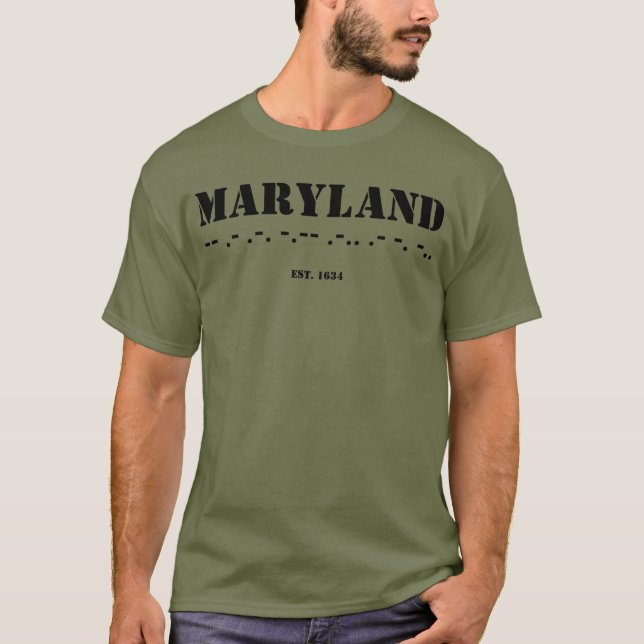 Camiseta Maryland Código Morse Est 1634 Militar (Frente)
