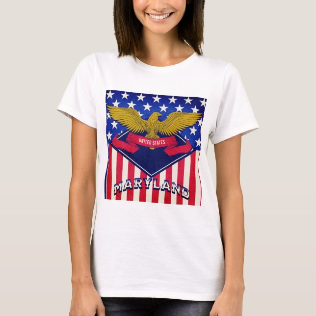 Camiseta Maryland EUA Flag (Frente)