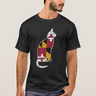 Camiseta Maryland Flag Calico Cat Vintage desapontou Fade