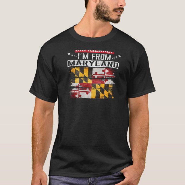 Camiseta Maryland Flag Não sou Inamigável Sou de Maryland (Frente)