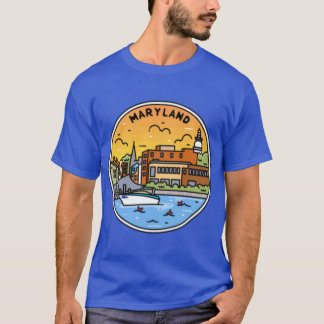 Camiseta Maryland MD Emblema Ilustrado Retro Vintage Nature