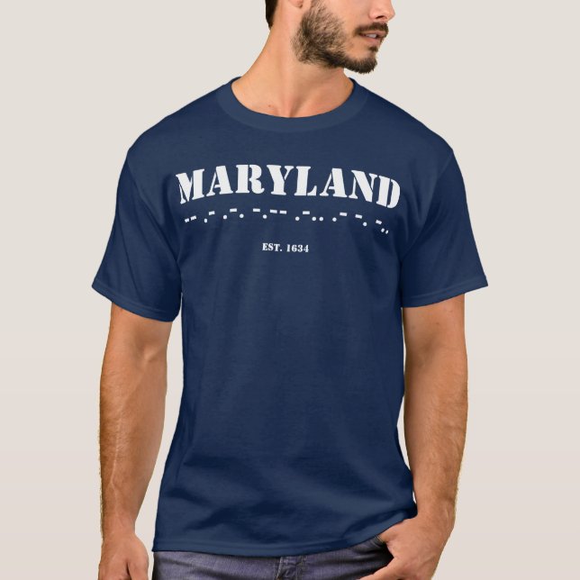 Camiseta Maryland Morse Code Est 1634 Navy (Frente)