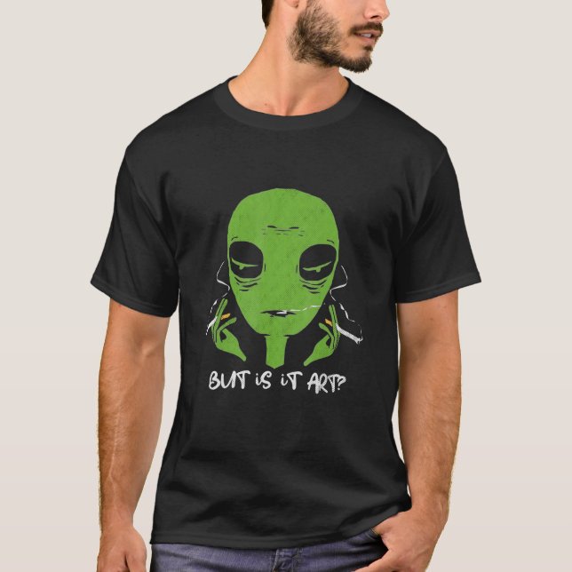 Camiseta Mas é Arte Alien - Alien Fumando Engraçado (Frente)