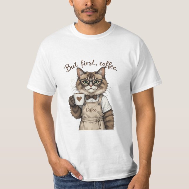 Camiseta Mas Primeiro, Gato Café (Frente)