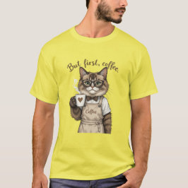 Camiseta Mas Primeiro, Gato De Café