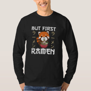 Camiseta Mas Primeiro Ramen Cinto Panda Vermelha Come Ramen