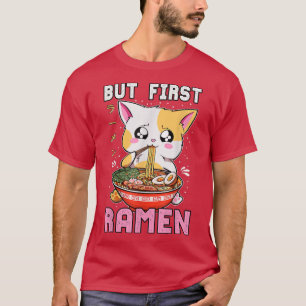 Camiseta Mas Primeiro Ramen Comendo Gato Kawaii Anime Baka 