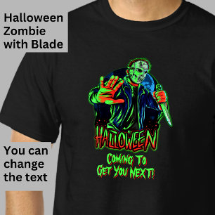 Camiseta Máscara Assustadora de Zumbi Engraçado do Hallowee