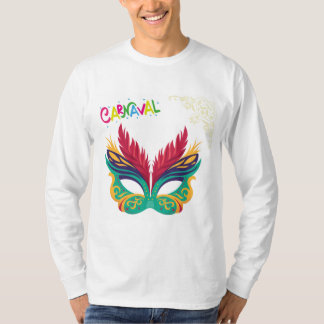Camiseta Máscara Colorida de Carnaval – Desenho Festivo de 