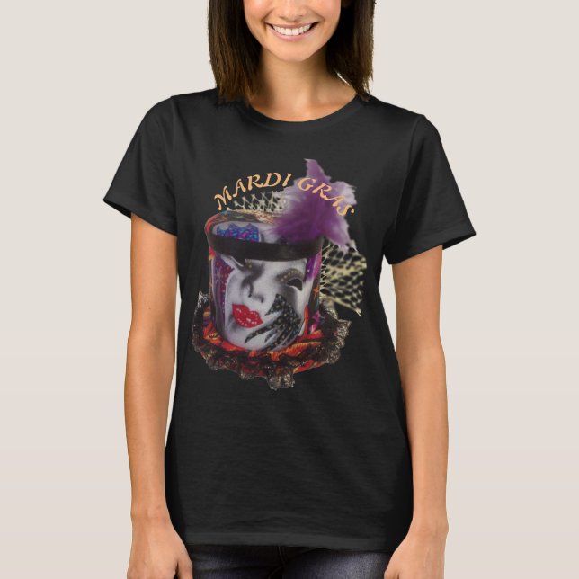 Camiseta Máscara Colorida de Mardi Gras (Frente)