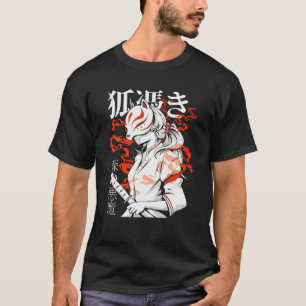 Camiseta Máscara de anime estética japonesa Kawaii Kitsun