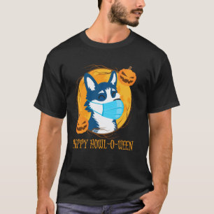 Camiseta Máscara de Cachorro Husky Engraçada Quarentena de