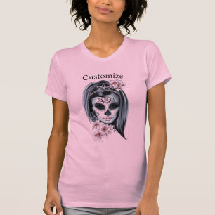 Camiseta Máscara de Carnaval bonito crânio de mulher Thunde