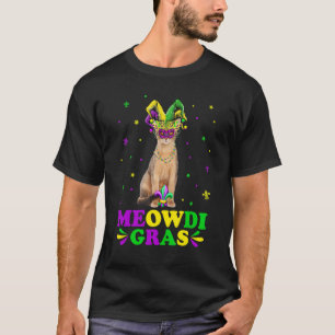 Camiseta Máscara de Carnaval de Gato Abissínio Meowdi Gras