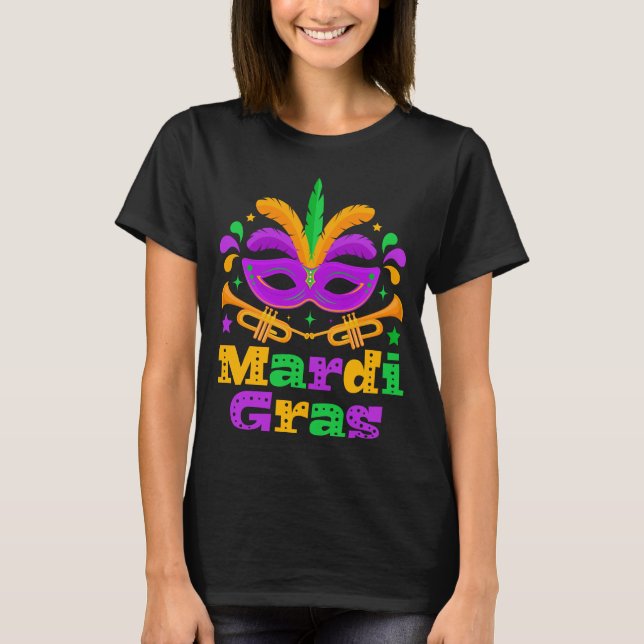 Camiseta Máscara de Carnaval do Mardi Gras Celebração (Frente)