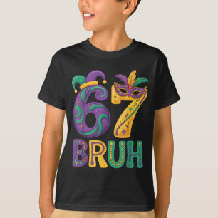 Camiseta Máscara de Carnaval Mardi Gras 67 Bruh Palhaço Núm