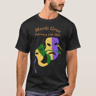 Camiseta Máscara de Comédia Trágica do Mardi Gras