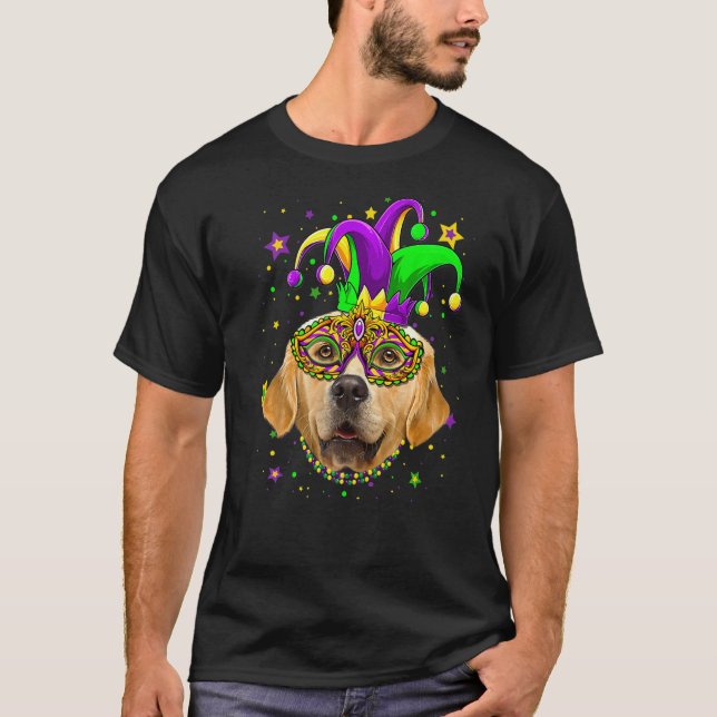 Camiseta Máscara de Contas de Cachorro Retriever Dourado de (Frente)
