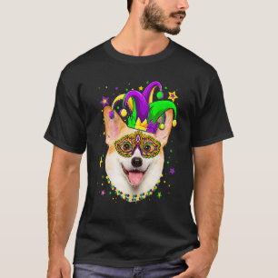 Camiseta Máscara de Contas de Corgi de Carnaval Engraçada M