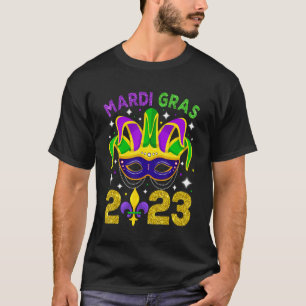 Camiseta Máscara de Contas Mardi Gras 2023 Homens Mulheres