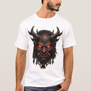 Camiseta Máscara de Demônio Oni Sombrio Arte Fantasia Horro