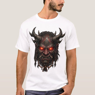 Camiseta Máscara de Demônio Oni Sombrio Arte Fantasia Horro
