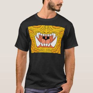 Camiseta Máscara de demônio ouro com dentes.