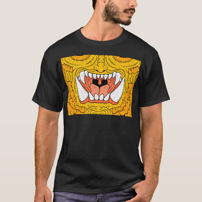 Camiseta Máscara de demônio ouro com dentes. (Frente)