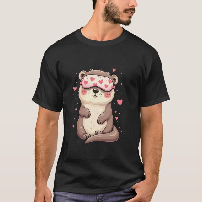 Camiseta Máscara de dormir de lontra coração (Frente)