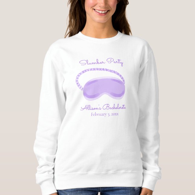 Camiseta Máscara de dormir roxa para despedida de solteira (Frente)