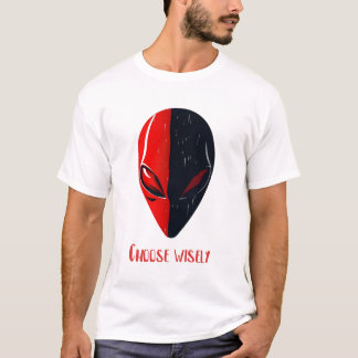 Camiseta Máscara de Dualidade – Rosto Minimalista Vermelho