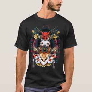 Camiseta Máscara de Gás Edgy Apocalypse Única Geisha Japone