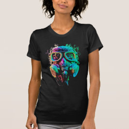 Camiseta Máscara de Gás Neon: Arte Vibrante Caos
