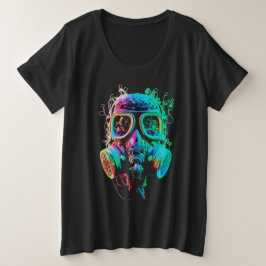 Camiseta Máscara de Gás Neon: Arte Vibrante Caos