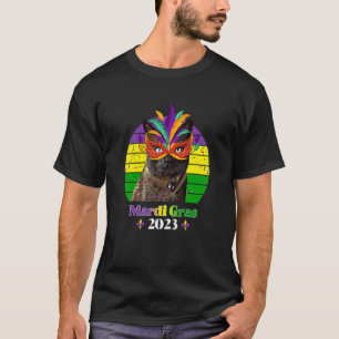 Camiseta Máscara de Gato de Festa Contas Mardi Gras 2023  1