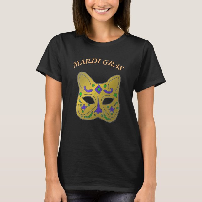Camiseta Máscara de Gato de Veneza Mardi Gras (Frente)
