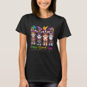 Camiseta Máscara de Gato do Carnaval de Mardi Gras Feliz Ga