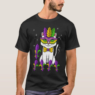 Camiseta Máscara de Gato Festa de Mascarada Mardi Gras Roxo