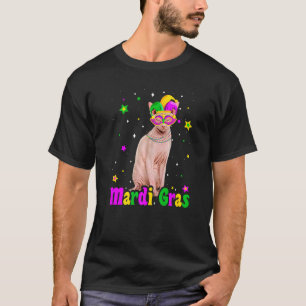 Camiseta Máscara de Gato Sphynx Carnavais de Mardi Gras Ani
