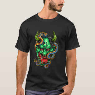 Camiseta Máscara de Hannya Demon japonesa com Cobra