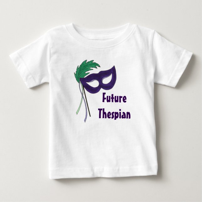 Camiseta Máscara de Mascarada de Drama Roxo da Tespia Futur (Frente)